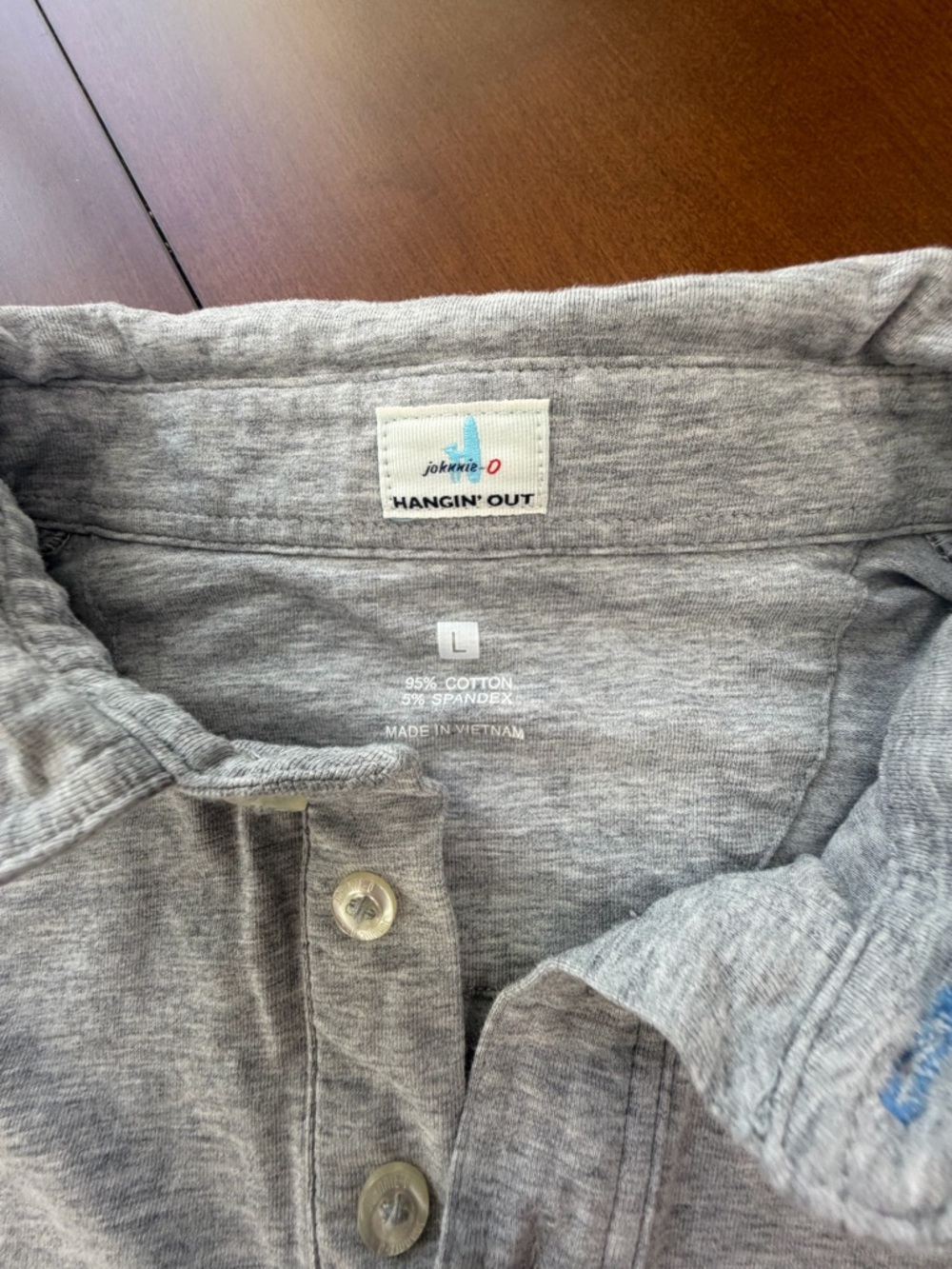 Johnnie-O Men's Heathered grey Original 2.0 Polo Shirt L - Picture 3 of 3